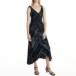 PROENZA SCHOULER White Label Printed Knot Sleeve Dress Sz 6 Black White